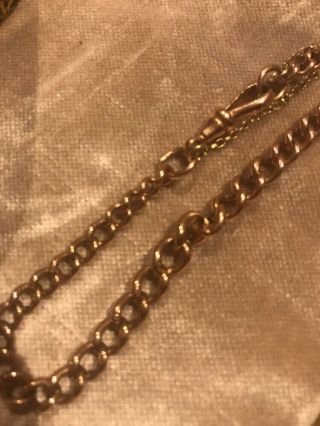 A Antique 9ct Rose Gold Mens Ladies Albert Watch Chain Bracelet 14g