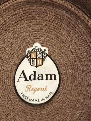 1950s 60s Vintage Adam Hat Fedora Italian Straw Milan Silk Band Made In USA 8
