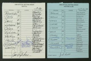 Rare Ken Griffey Jr 9/26/89 Rookie Vs Indians Game Lineup Cards