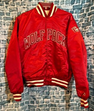 Nc State University Wolfpack Vintage Red Starter Jacket Medium Made In The Usa
