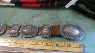 Rare Old Pawn Stamped Sterling Silver Navajo Native American Concho Belt Buckle