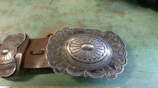 RARE OLD PAWN STAMPED STERLING SILVER NAVAJO NATIVE AMERICAN CONCHO BELT BUCKLE 2