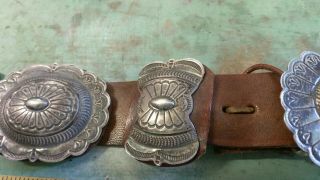 RARE OLD PAWN STAMPED STERLING SILVER NAVAJO NATIVE AMERICAN CONCHO BELT BUCKLE 3