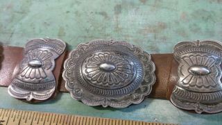 RARE OLD PAWN STAMPED STERLING SILVER NAVAJO NATIVE AMERICAN CONCHO BELT BUCKLE 4