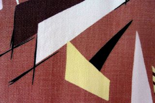Vintage Mid Century Modern Abstract Barkcloth Fabric 2 Curtains Drapes Panels