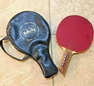 Rare 50s Tamasu Butterfly Table Tennis Paddle Racket Vintage Swedish Style Case