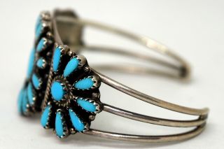 Vintage Native American Sterling Silver and Turquoise Signed Bracelet 5.  5 