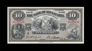 1935 Bank Of Canada $10 Nova Scotia " X - Rare " ( (gem Unc))