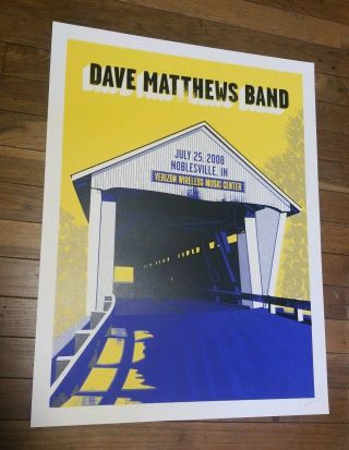 2008 Dave Matthews Band Poster Noblesville Concert Poster Signed Ap Rare
