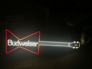 1986 Vintage Budweiser Neon Guitar Light Sign
