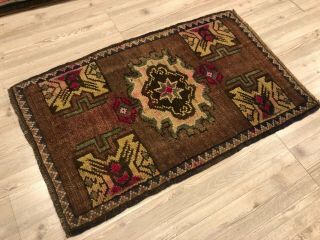 Decorative Bronze Floor Door Mat,  Turkish Handmade Vintage Antique Small Rug