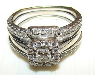 Vintage 14k White Gold Diamond Ring - - - Size 7 - 1/2 - - - - - - - Weight 8.  1 Grams