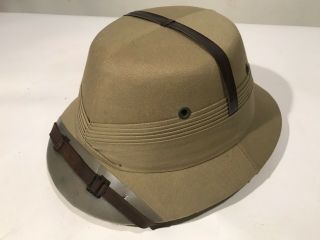 Vintage Bombay Bowler 786 Sun Hat / Pith Helmet India Authentic Leather 7 5/8