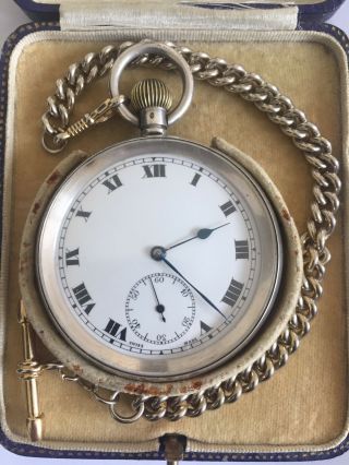 Vintage Of Early 1900,  Solid Silver 925 Swiss 15 Jewels Mech Move Pocket Watch