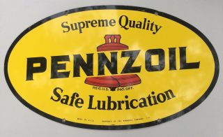Vintage Pennzoil Double Sided Metal Advertising Sign 31” X 18 " July 1977 Gas Oil