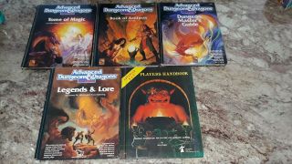 5 Vintage Tsr Advanced Dungeons & Dragons Ad&d Books