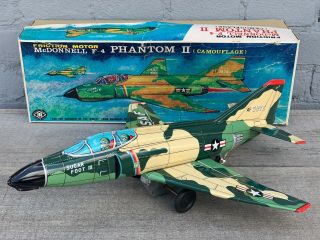 Rare Mt Modern Toys Masudaya Tin Friction 3876 F - 4 Phantom Ii Jet Plane