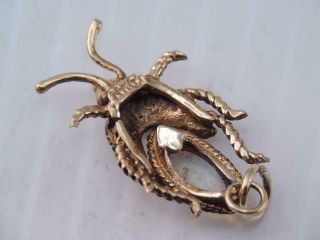 RARE VINTAGE SOLID 14K GOLD OPAL & SEED PEARL INSECT BUG CHARM ORNATE 4