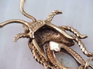 RARE VINTAGE SOLID 14K GOLD OPAL & SEED PEARL INSECT BUG CHARM ORNATE 5