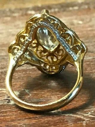 Ornate Vtg 14k Yellow Gold Marquise Cut Sky Blue Topaz & Gemstone Ring Size 6.  75 4