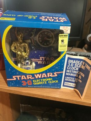 Vintage Star Wars 1980 Clock R2 - D2 & C - 3po Clock Bradley With Instructions