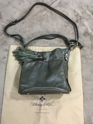 Patricia Nash Vintage Olive Green Leather Octavia Hobo Bucket Bag Purse Handbag