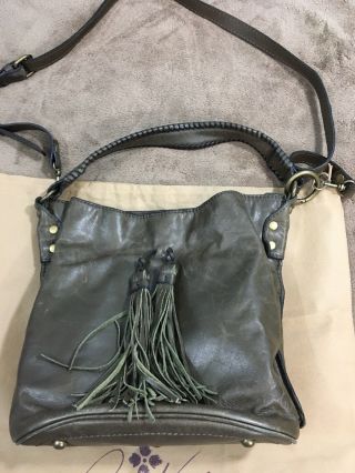PATRICIA NASH Vintage Olive Green Leather OCTAVIA Hobo Bucket Bag Purse Handbag 2