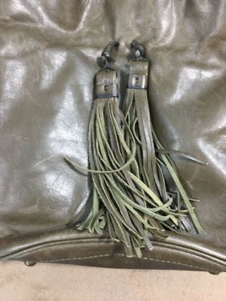 PATRICIA NASH Vintage Olive Green Leather OCTAVIA Hobo Bucket Bag Purse Handbag 4