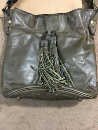 PATRICIA NASH Vintage Olive Green Leather OCTAVIA Hobo Bucket Bag Purse Handbag 5