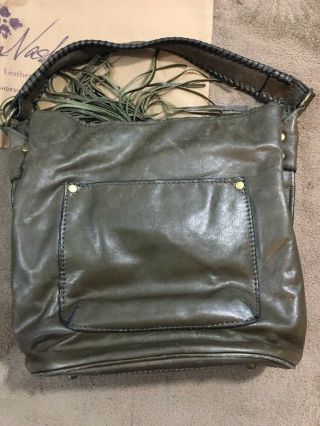 PATRICIA NASH Vintage Olive Green Leather OCTAVIA Hobo Bucket Bag Purse Handbag 6