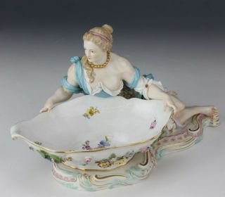 Antique Meissen Germany Handpainted Porcelain Figural Floral Sweet Meat Dish Olb