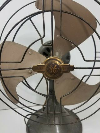 Vintage Ge General Electric Fan Black 3 Aluminum Blades & Oscillates