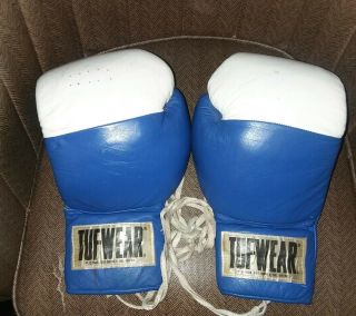 Vintage Tuf - Wear Blue & White Lace Up Boxing Gloves Igot 12xl
