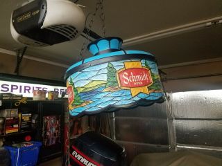 Vintage Schmidt Beer Faux Stained Glass Light