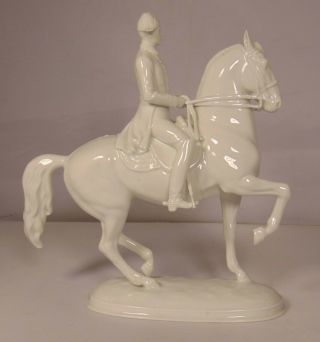 Augarten Vienna Wien Blanc De Chine Porcelain Figurine Man Horse Napoleon Piaffe