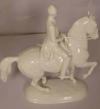 Augarten Vienna Wien Blanc de Chine Porcelain Figurine Man Horse Napoleon Piaffe 2