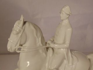 Augarten Vienna Wien Blanc de Chine Porcelain Figurine Man Horse Napoleon Piaffe 3