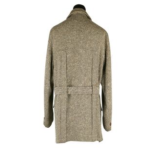Vintage Men ' s Full Norfolk Brown Wool Top Over Coat Size 44 4