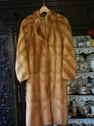 Golden Weasel Long Vintage Fur Coat Large Red Gold Color Furcoat Mink Alike