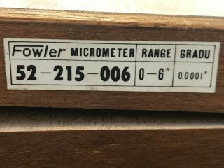 Vintage 1978 Fowler Micrometer Set 52 - 215 - 006 Range 0 - 6 