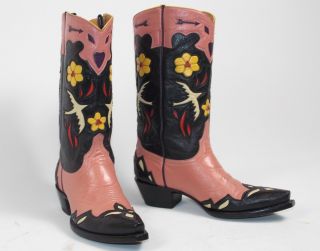 Old Gringo Bluebird Cowboy Boots - Wms 7B - Inlay Golondrita Golondrina Vtg Pink 10