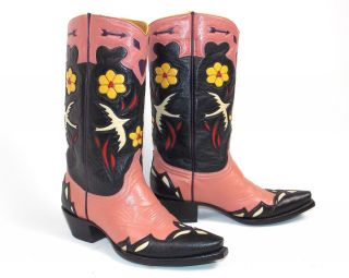 Old Gringo Bluebird Cowboy Boots - Wms 7b - Inlay Golondrita Golondrina Vtg Pink