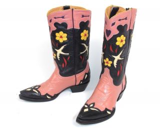 Old Gringo Bluebird Cowboy Boots - Wms 7B - Inlay Golondrita Golondrina Vtg Pink 2