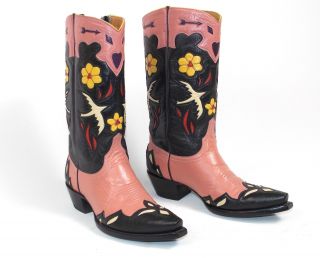 Old Gringo Bluebird Cowboy Boots - Wms 7B - Inlay Golondrita Golondrina Vtg Pink 3