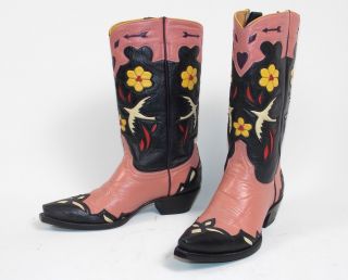 Old Gringo Bluebird Cowboy Boots - Wms 7B - Inlay Golondrita Golondrina Vtg Pink 4