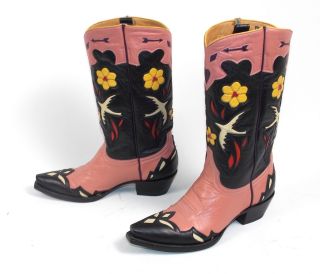 Old Gringo Bluebird Cowboy Boots - Wms 7B - Inlay Golondrita Golondrina Vtg Pink 5