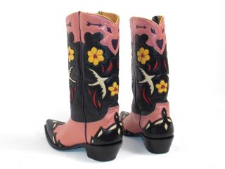 Old Gringo Bluebird Cowboy Boots - Wms 7B - Inlay Golondrita Golondrina Vtg Pink 6