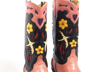 Old Gringo Bluebird Cowboy Boots - Wms 7B - Inlay Golondrita Golondrina Vtg Pink 9