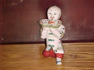 Vintage Herend Porcelain Figurine Chinese Man Kneeling Salt Cellar Tray