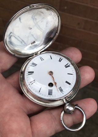 A Gents Large Early Antique Solid Silver Full Hunter Verge Pocket Watch 1821.
